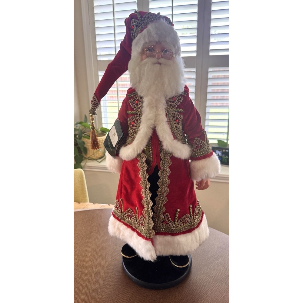 Katherine's Collection 27" Santa Figure‎ Red Velvet Jeweled Fur Coat w/ Box